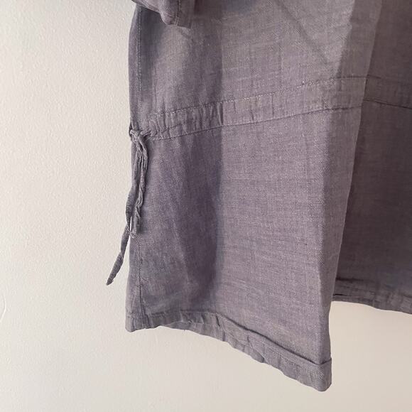 Organic Cotton Tunic Top L Gray Minimalist Boho 3/4 Sleeve Sustainable Roll Tab - Picture 5 of 11
